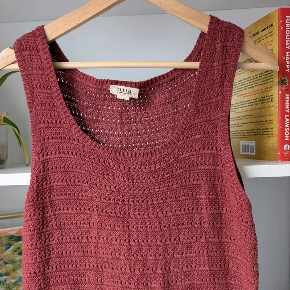 Ana Women's Crochet Maxi Dress Burgundy Knit Sz Medium Boho Cottagecore Festival - Picture 6 of 10